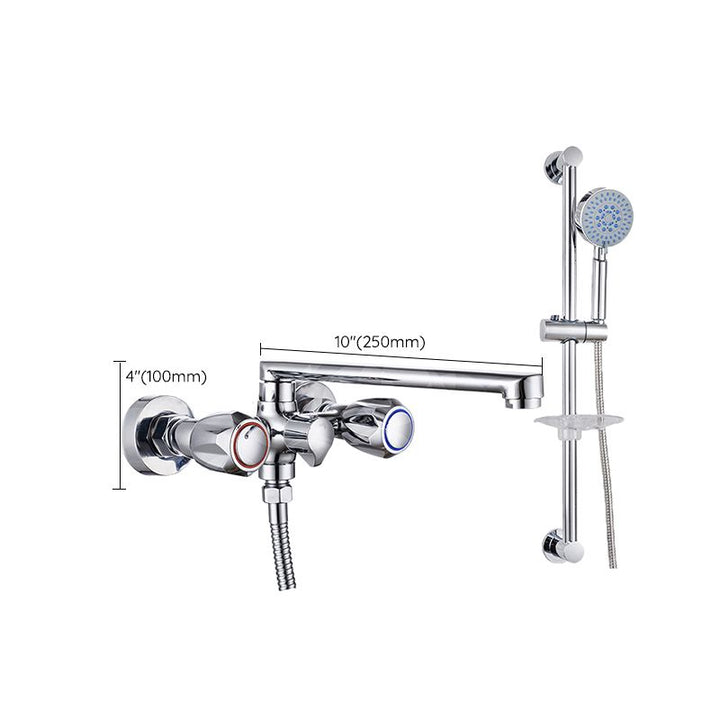 BowLift | Contemporary Bathtub Faucet Trim Chrome Wall-Mounted Swivel Spout with Hand Shower