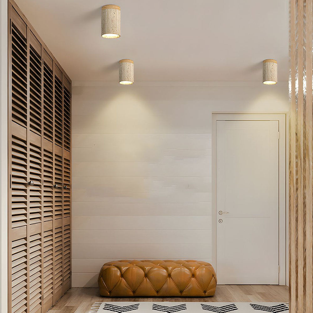 BowLift | Ceiling Light Wood Cylinder Flush Mount Fixture