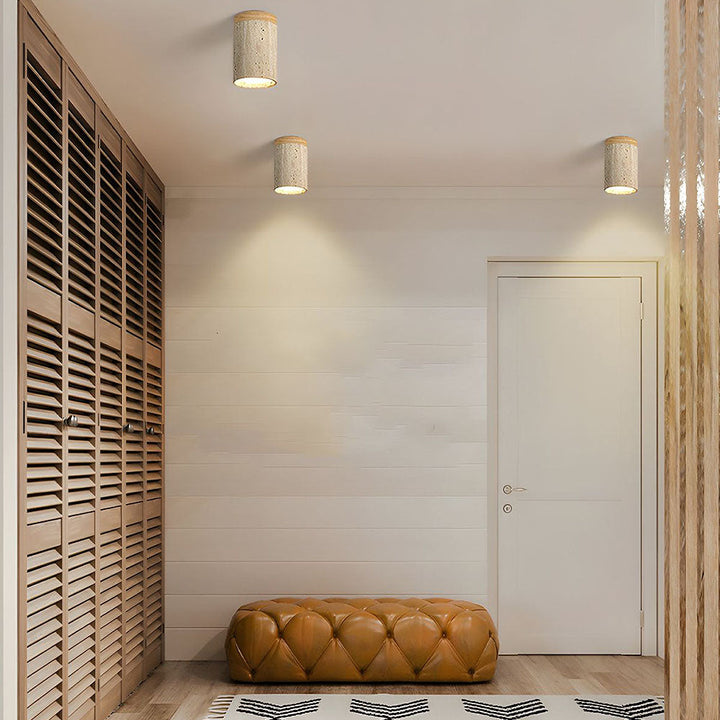 BowLift | Ceiling Light Wood Cylinder Flush Mount Fixture