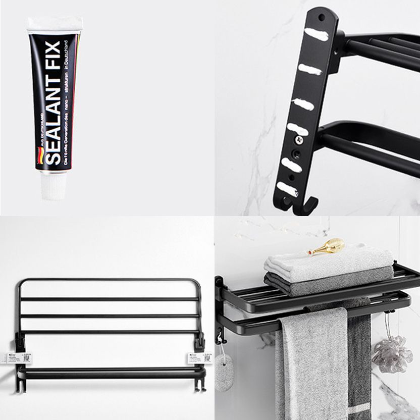 BowLift | Modern Aluminum Bathroom Accessory Set Matte Black Bathroom Shelf/Towel Holder/Paper Holder