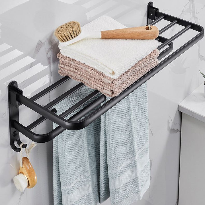 BowLift | Modern Aluminum Bathroom Accessory Set Matte Black Bathroom Shelf/Towel Holder/Paper Holder