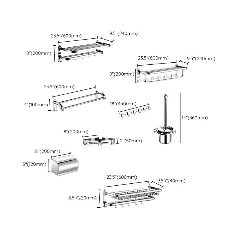 BowLift | Classic Polished Chrome Bathroom Accessory Set Towel Rail/Paper Holder/Bathrobe Hook Included