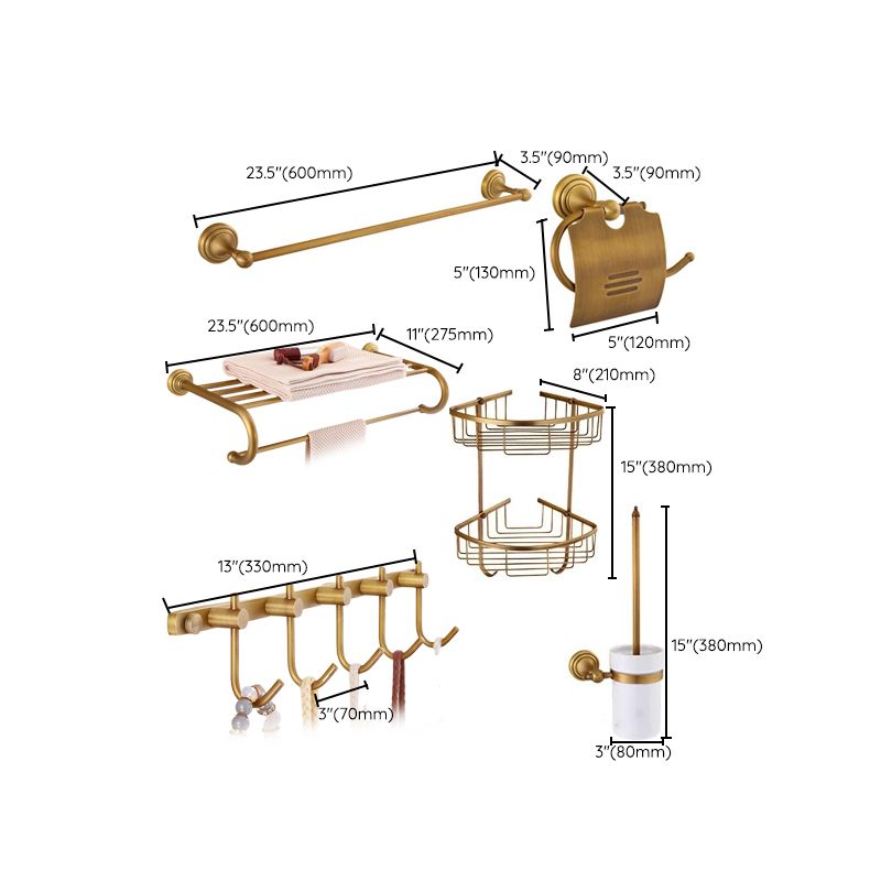 BowLift | 4-piece traditional bathroom accessory set Gold Brass bathroom accessory hardware set