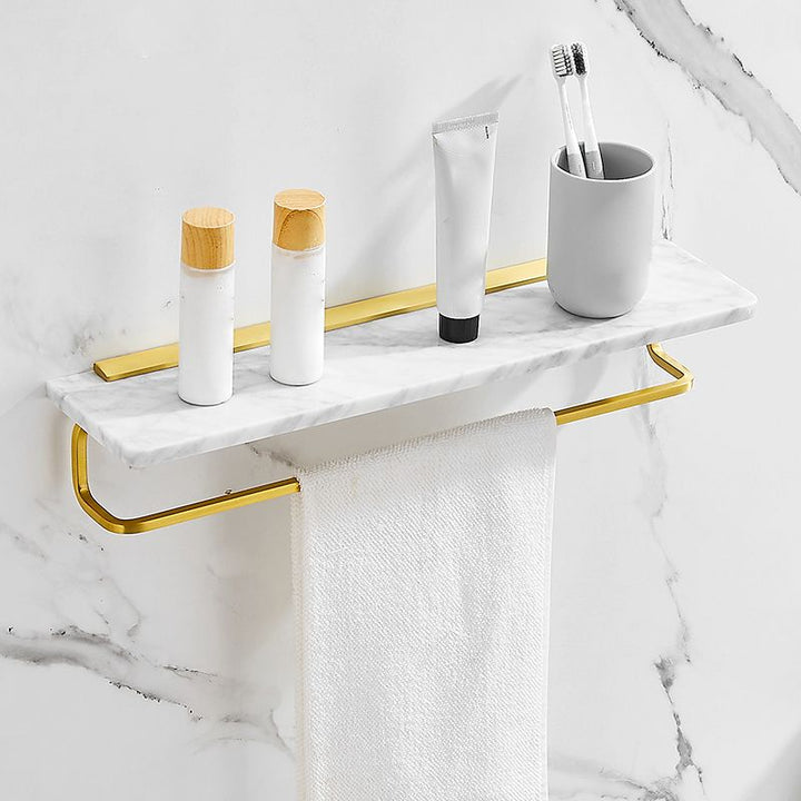 BowLift | 7-piece bathroom accessory set marble and metal bathroom hardware