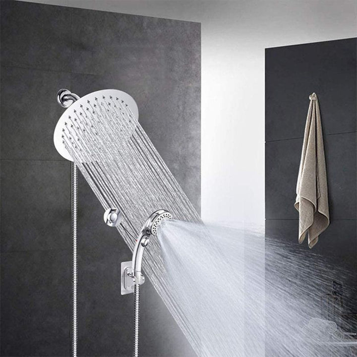 BowLift | Round Dual Showerhead Stainless Steel 5 Spray Patterns Wall Mounted Showerhead