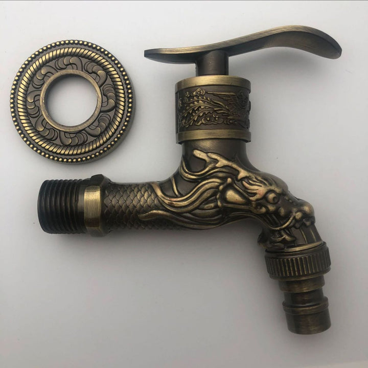 BowLift | Vintage Classic Sink Faucet Zinc Single Handle Dragon Engraving Wall-Mounted Faucet