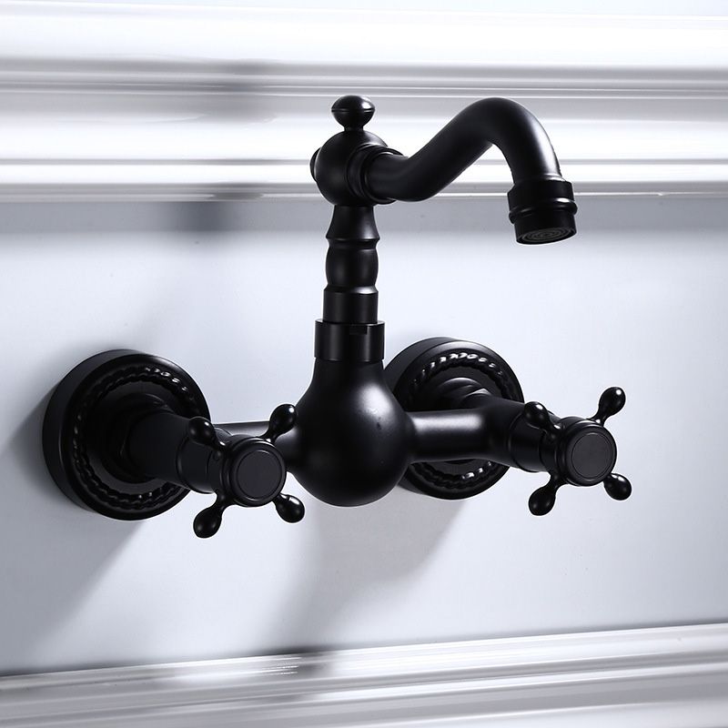 BowLift | Black Wall-Mounted Bathroom Faucet American Classic Widespread Sink Faucet