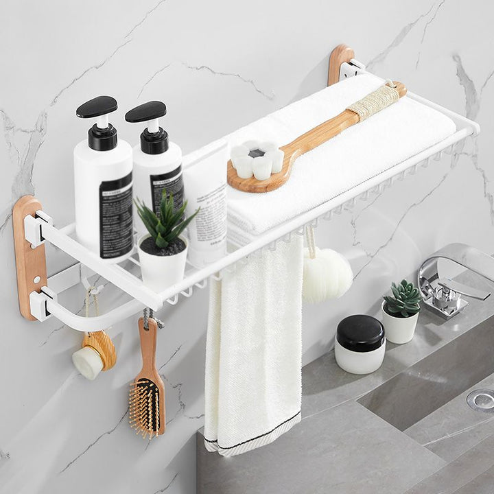 BowLift | White 7-piece bathroom accessory set wood and metal bath set