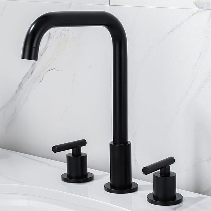 BowLift | Modern 2-Handle Bathroom Sink Faucet 3-Hole Widespread Bathroom Faucet