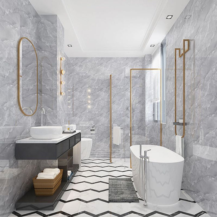 BowLift | Modern Marbling Single Plate Waterproof Back Wall Rectangular Wall Tile