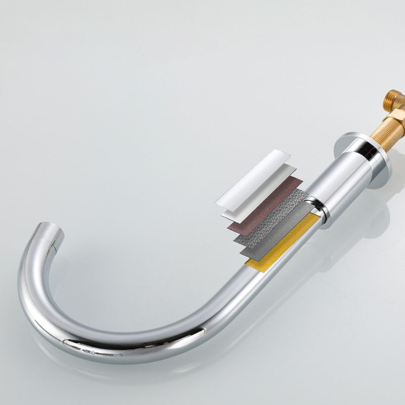 BowLift | Goose Neck Bathroom Basin Faucet 2 Handles Hot and Cold Water Basin Faucet with Drain