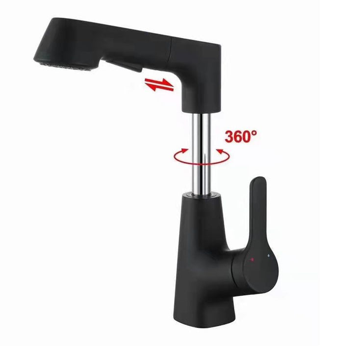 BowLift | Centered Sink Faucet Contemporary Pull-Out Faucet with Single Handle Operation
