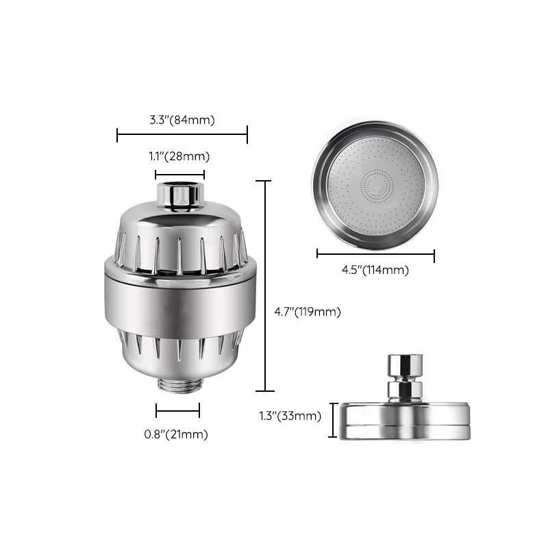 BowLift | Contemporary fixed shower head in silver with Katalyst wall-mounted shower head