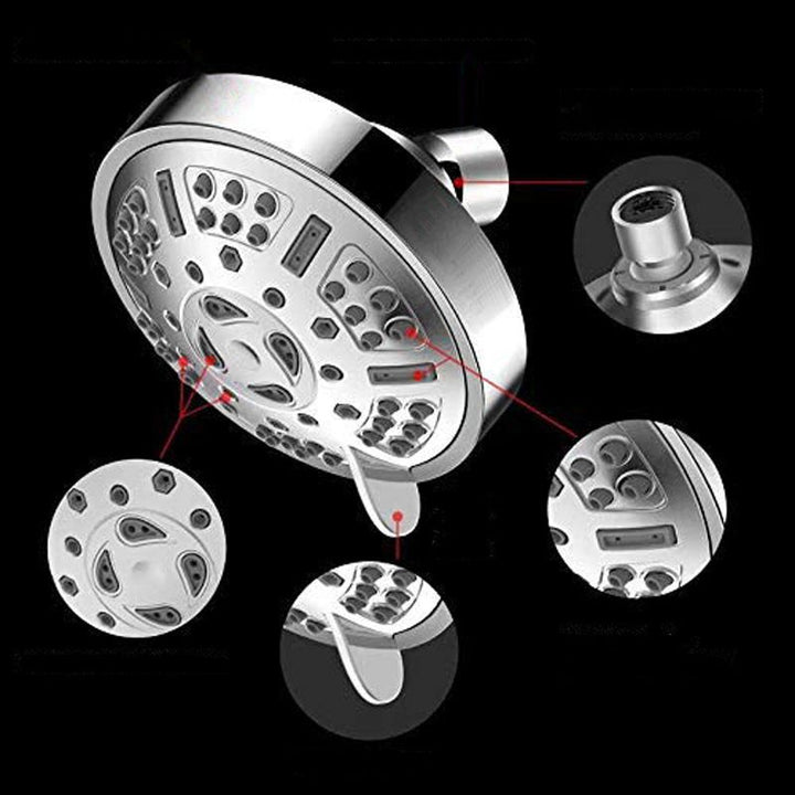 BowLift | Modern Style Festive Shower Head in Silver 9 Settings Wall Mounted Shower Head