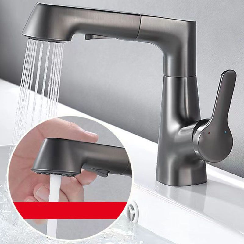 BowLift | Modern Sink Faucet Lever Handle Copper Low Arc Pull-Out Sink Faucet