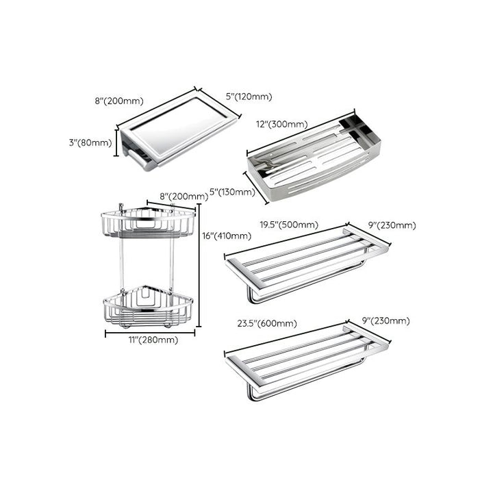 BowLift | Contemporary Bathroom Accessories Hardware Set in Silver with Soap Dish