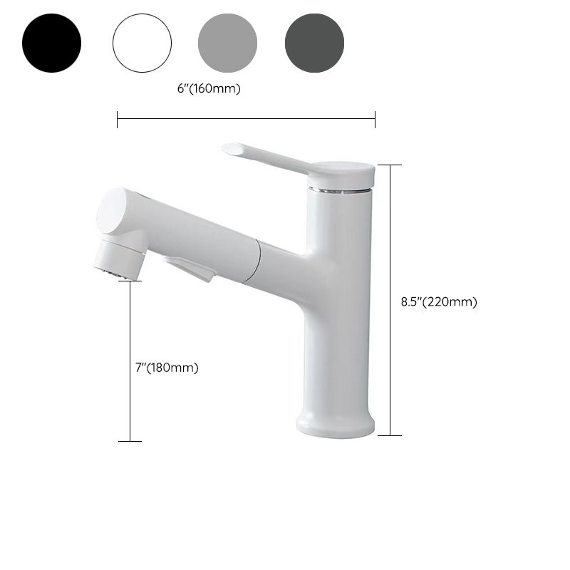 BowLift | Modern Washbasin Faucet Copper 1-Handle Low Arc Pull-Out Washbasin Faucet for Bathroom