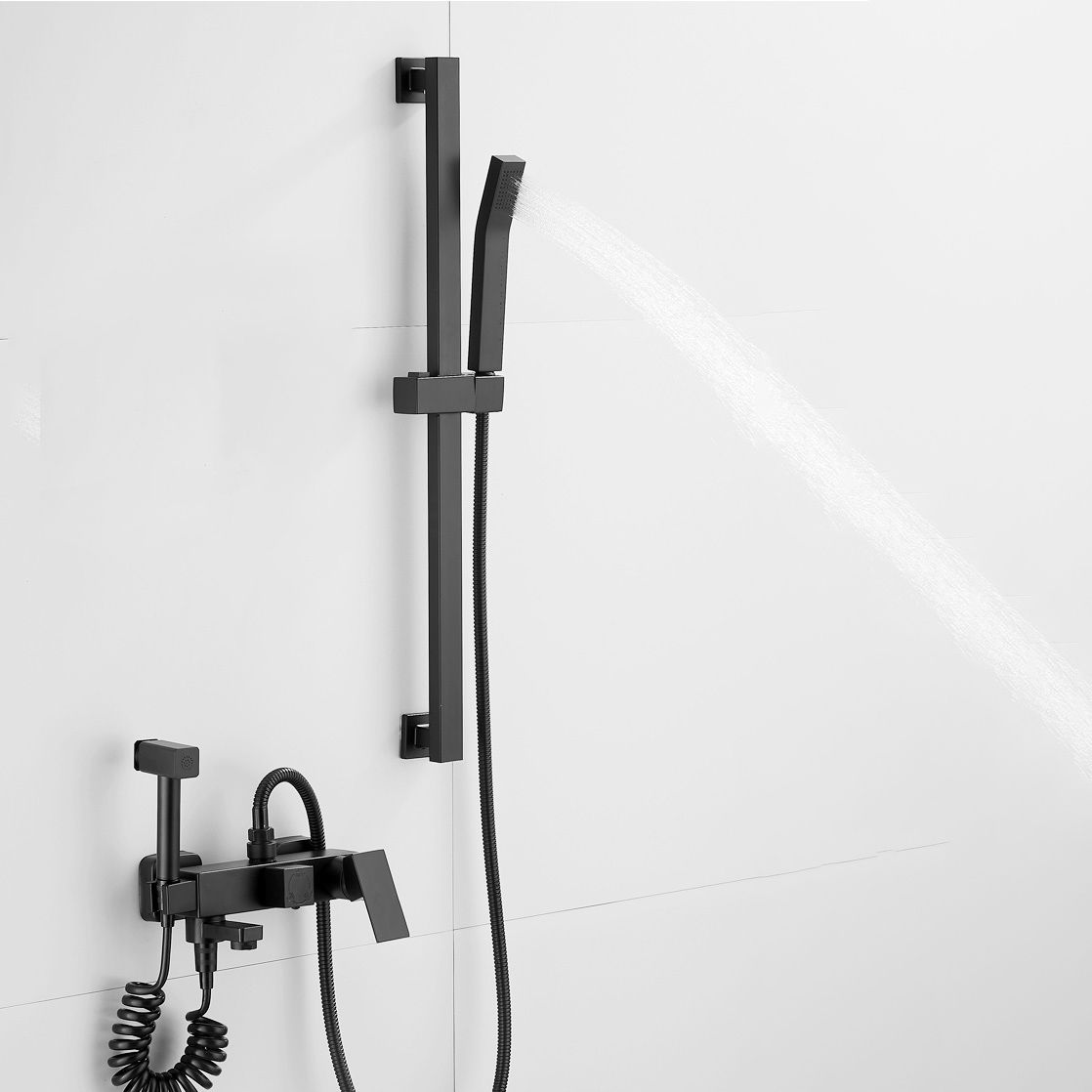 BowLift | Black Wall-Mounted Shower Head Combo Modern Metal Shower System