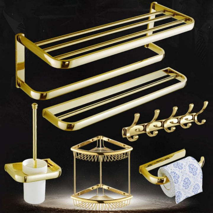 BowLift | Chrome/Gold Bathroom Accessory Set Modern Metal Bathroom Hardware Set