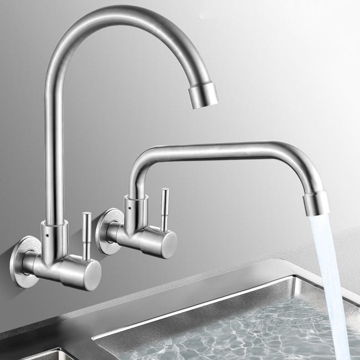 BowLift | Modern Bridge Water Faucet 304 Stainless Steel Knob Handle Swivel Spout Wall Mounted Faucet