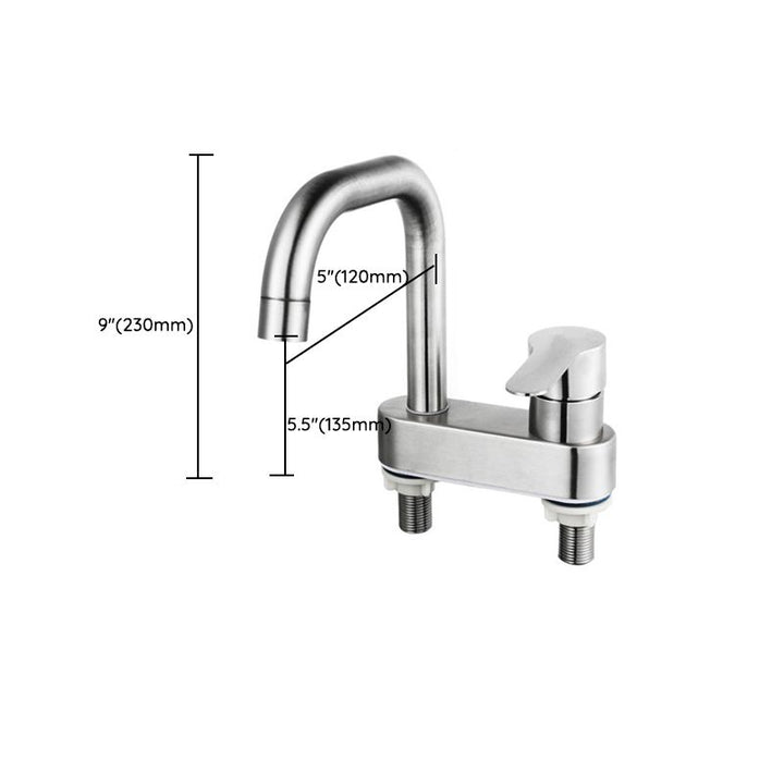 BowLift | 304 stainless steel center faucet bathroom single handle hot and cold sink faucet