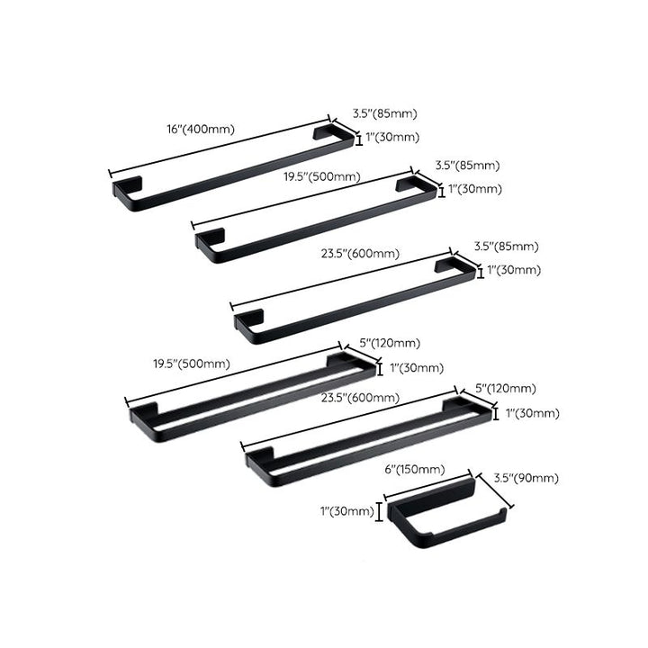 BowLift | Black Bathroom Accessories Hardware Set with Towel Rail and Bath Shelf