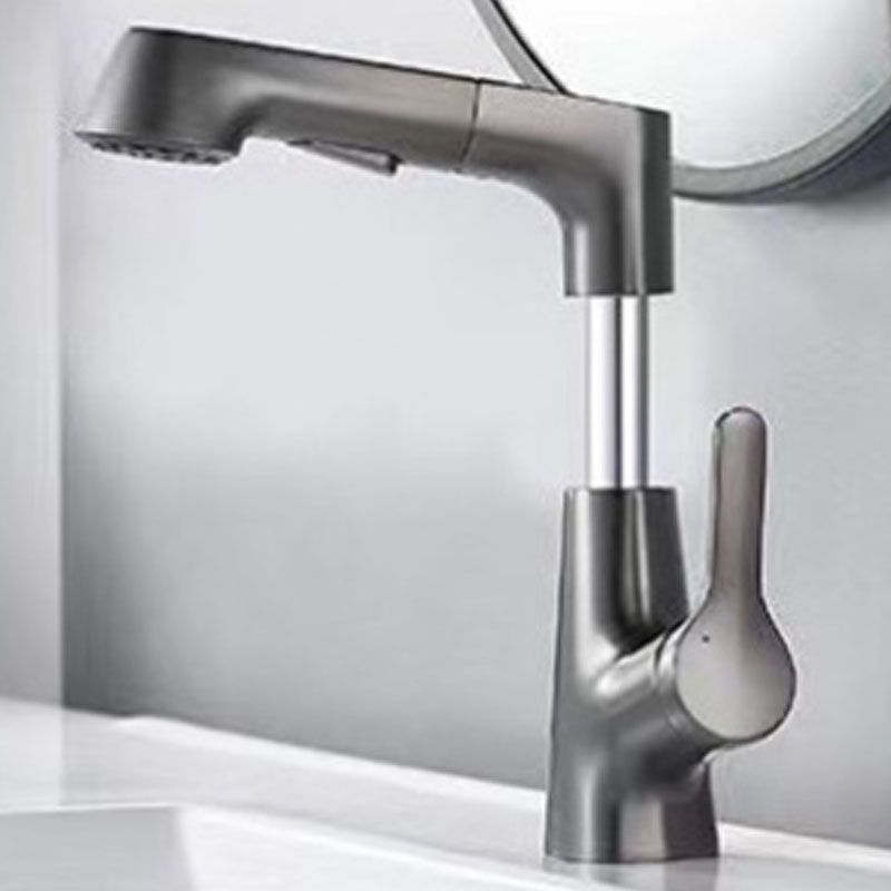 BowLift | Modern Sink Faucet Lever Handle Copper Low Arc Pull-Out Sink Faucet
