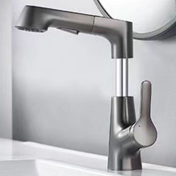BowLift | Modern Sink Faucet Lever Handle Copper Low Arc Pull-Out Sink Faucet