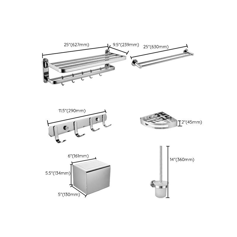BowLift | Modern Steel Bathroom Accessory Set Silver Bathroom Accessory Kit