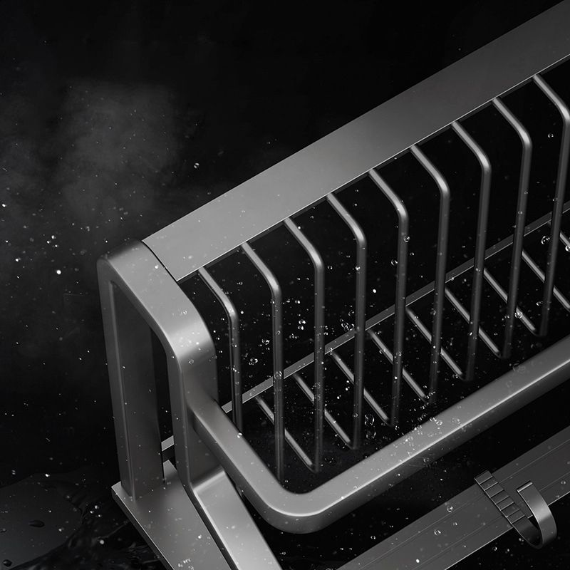 BowLift | Aluminum modern bathroom accessories set polished gray bathroom shelf/paper holder/robe hook