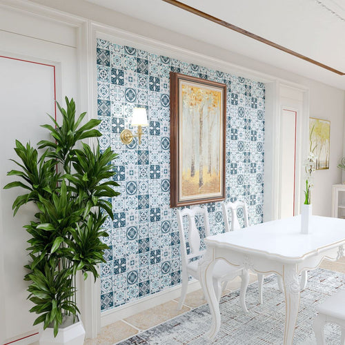 BowLift | Plastic Peel & Stick Tile Square Stain Resistant Wallpaper for Back Wall