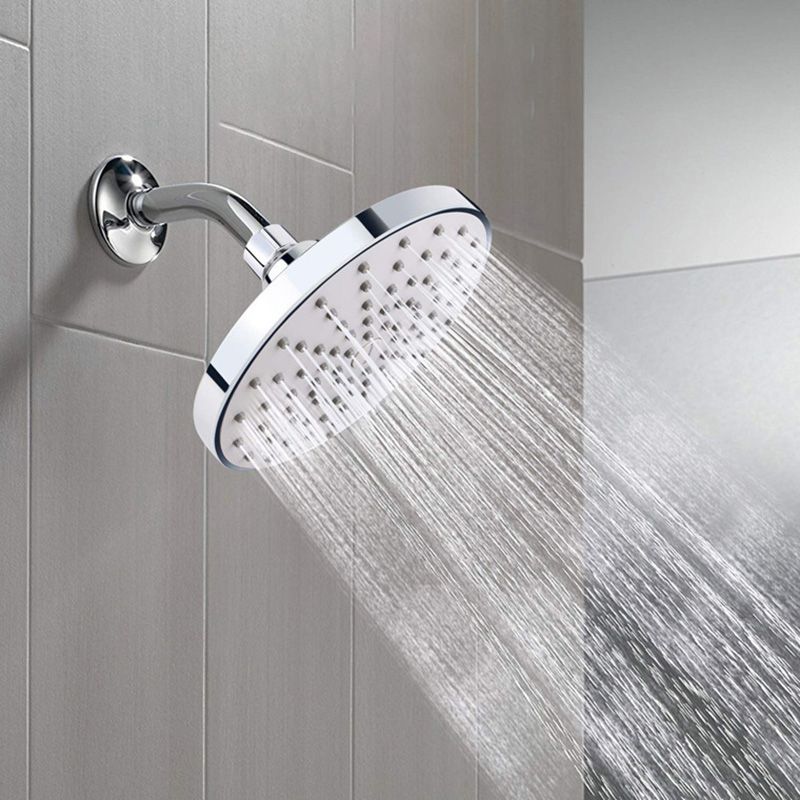 BowLift | Round Fest Showerhead Silver Single Jet Wall Mount Showerhead