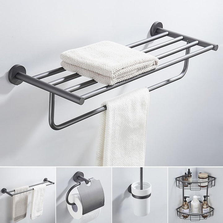 BowLift | Traditional Gray Brass Bathroom Hardware Set Towel Bar Bathroom Hardware Set