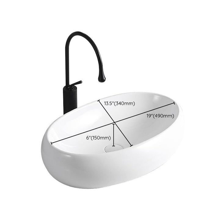 BowLift | Modern Vessel Sink Porcelain Rectangular Vessel Sink (Not Including Faucet)