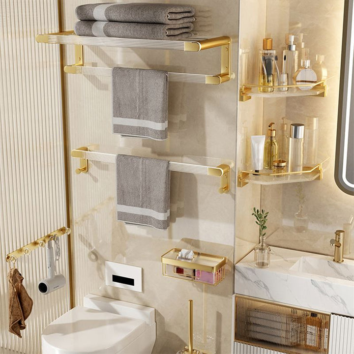 BowLift | Modern Bathroom Accessory Set made of Gold Metal and Acrylic Bath Accessory Set