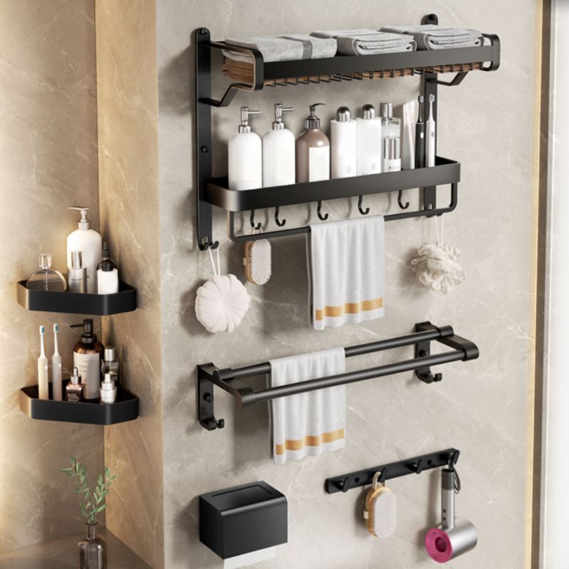 BowLift | Modern Bathroom Set Matte Black Bathroom Shelf Towel Rack Bathroom Accessories Set