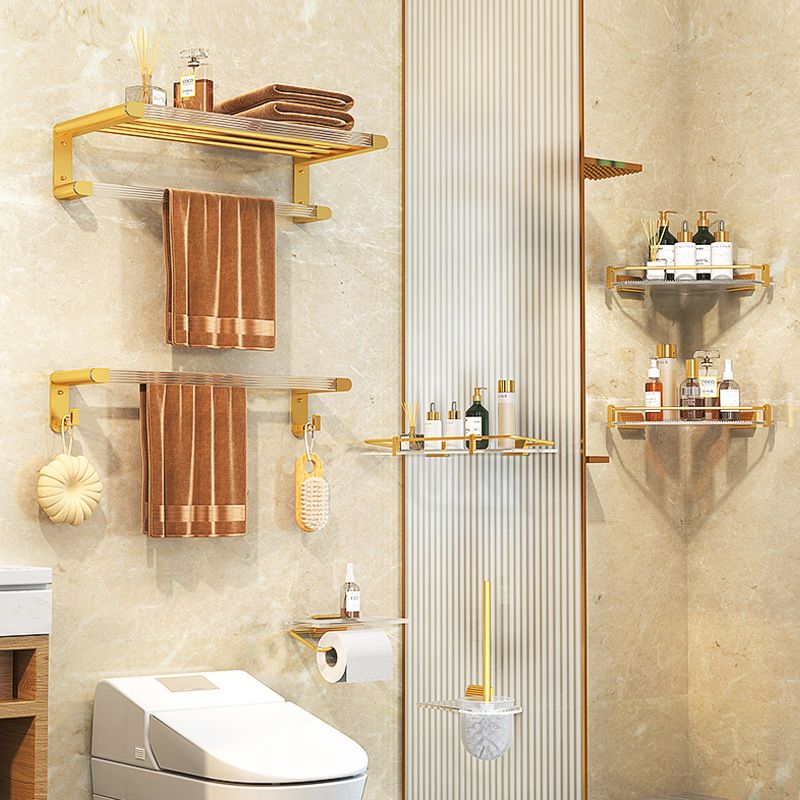 BowLift | Modern Bathroom Hardware Set Towel Rack Bathroom Shelf Gray/Gold Bathroom Hardware Set