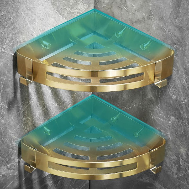 BowLift | Modern Gold/Silver 3-piece Bathroom Accessory Set, Bath Shelf