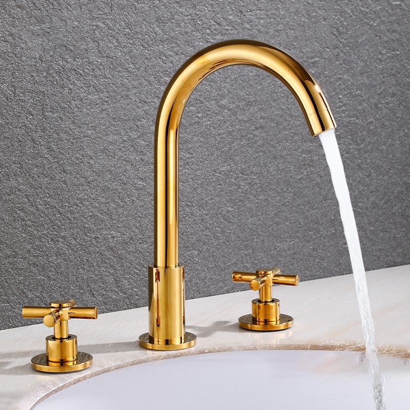 BowLift | Goose Neck Bathroom Basin Faucet 2 Handles Hot and Cold Water Basin Faucet with Drain