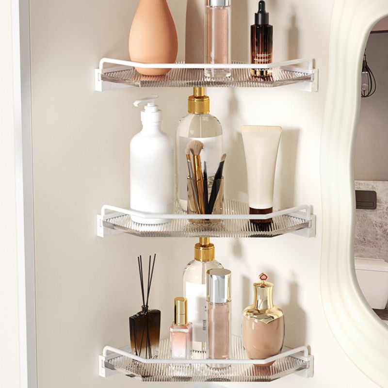 BowLift | White Bathroom Accessory Set Metal & Acrylic Bathroom Set with Bath Shelf/Towel Hook