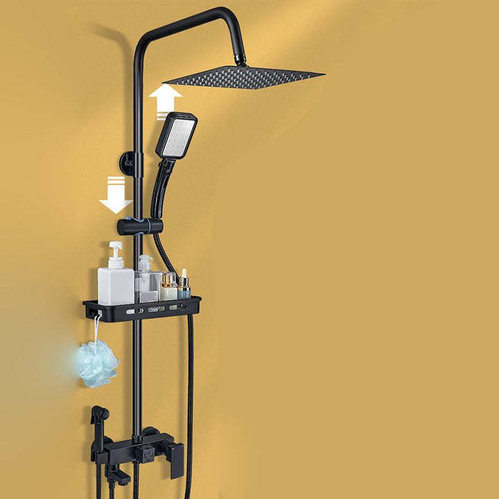 BowLift | Shower System Wall Mount Adjustable Spray Pattern Shower Arm Shower Set with Shower Hose