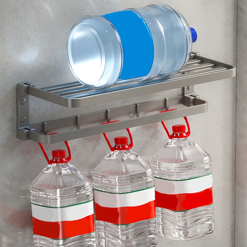 BowLift | Modern Gray Bathroom Accessories Set Aluminum Stainless Steel Bathroom Shelf/Towel Hooks/Towel Bar