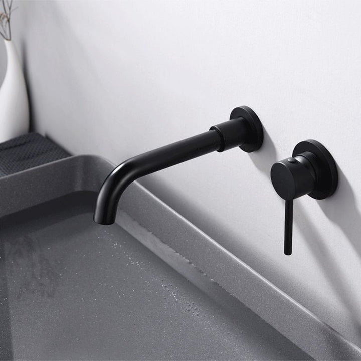 BowLift | Round Single Handle Bathroom Faucet 2-Hole Wall Mounted Bathroom Faucet with Swivel Head