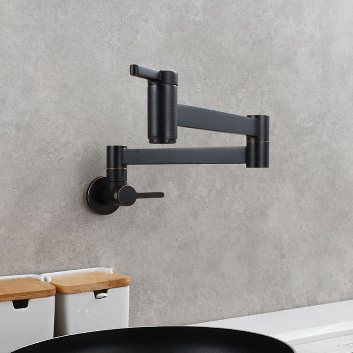 BowLift | 1-handle brushed nickel widespread faucet 1 hole wall-mounted bathroom faucet with brass