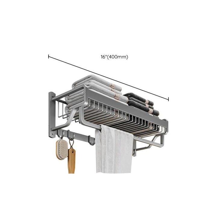 BowLift | Modern Metal Bath Accessory Set Polished Silver Bath Shelf/Paper Holder/Towel Hook