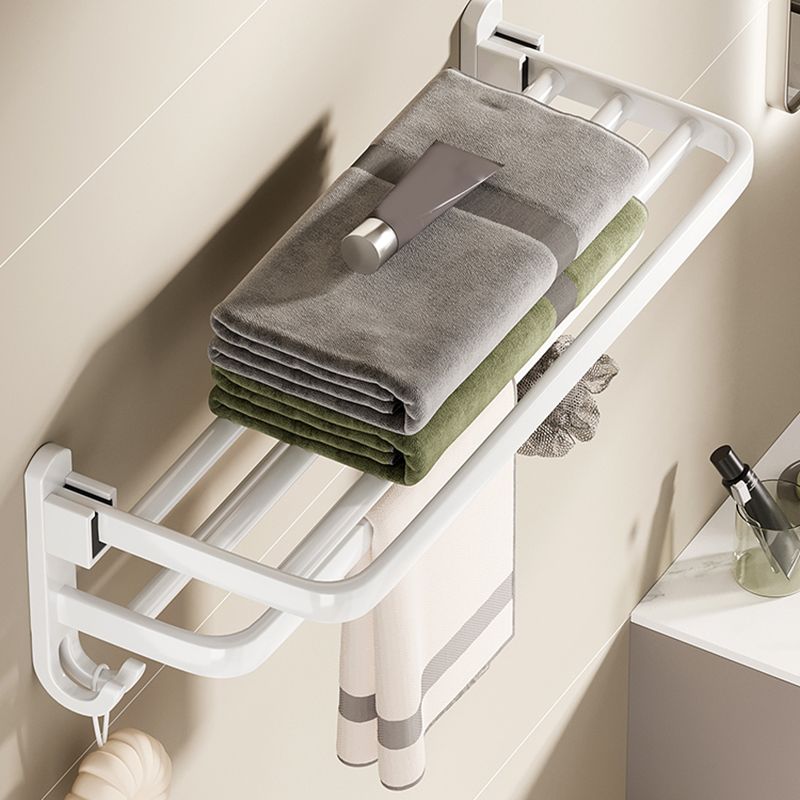 BowLift | Contemporary Bathroom Hardware Set in White with Bath Shelf/Towel Holder/Paper Holder
