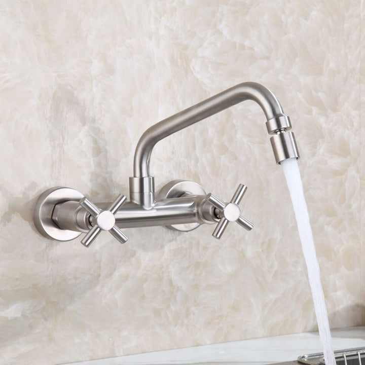 BowLift | Round 2-Handle Bathroom Faucet Single Hole Wall Mounted Bathroom Faucet