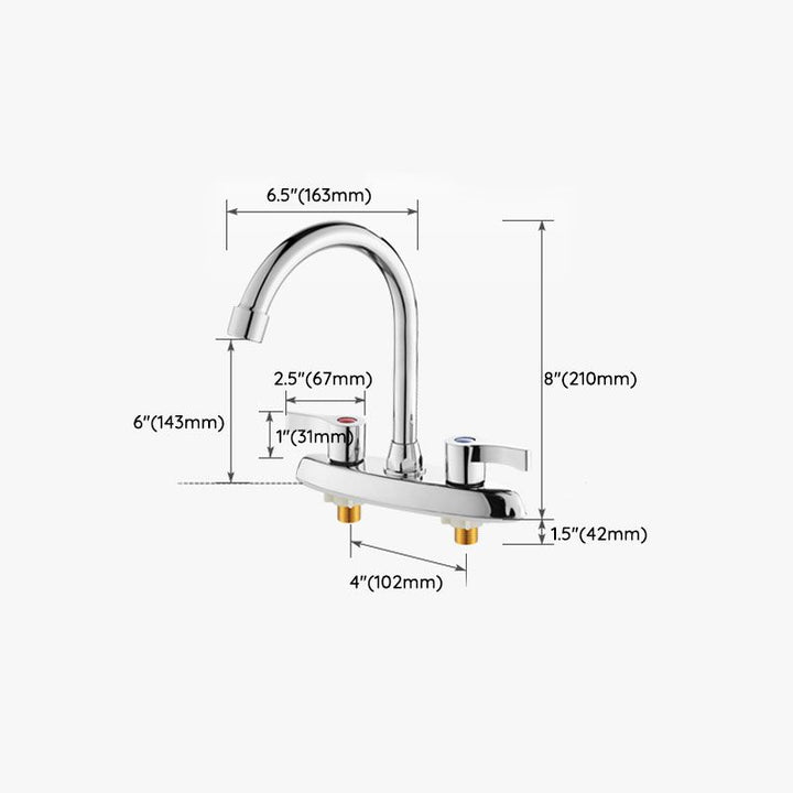 BowLift | Modern Center Set Mixer Tap Chrome 2 Knob Handles Swivel Spout Basin Mixer Tap