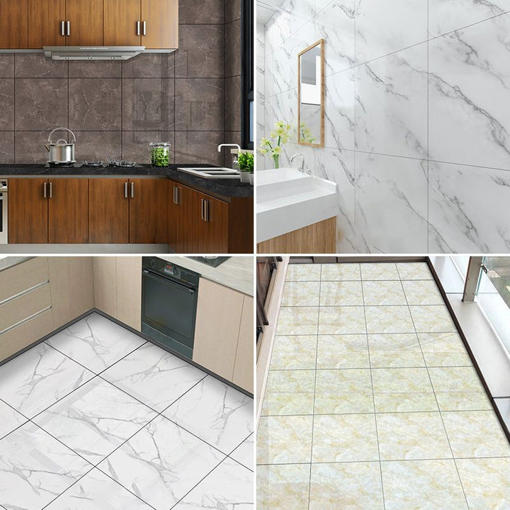 BowLift | Modern PVC Peel and Stick Tile Floor Marble Look Mold Resistant Vinyl Tiles