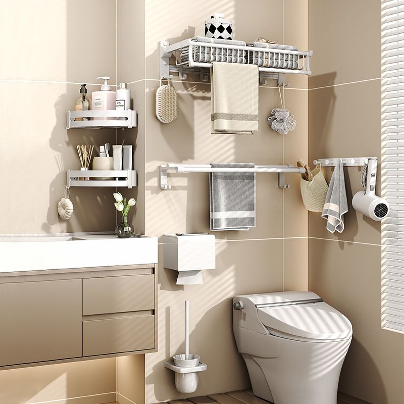 BowLift | Modern style bathroom accessory set with bathroom shelf/towel rack/toilet brush in white